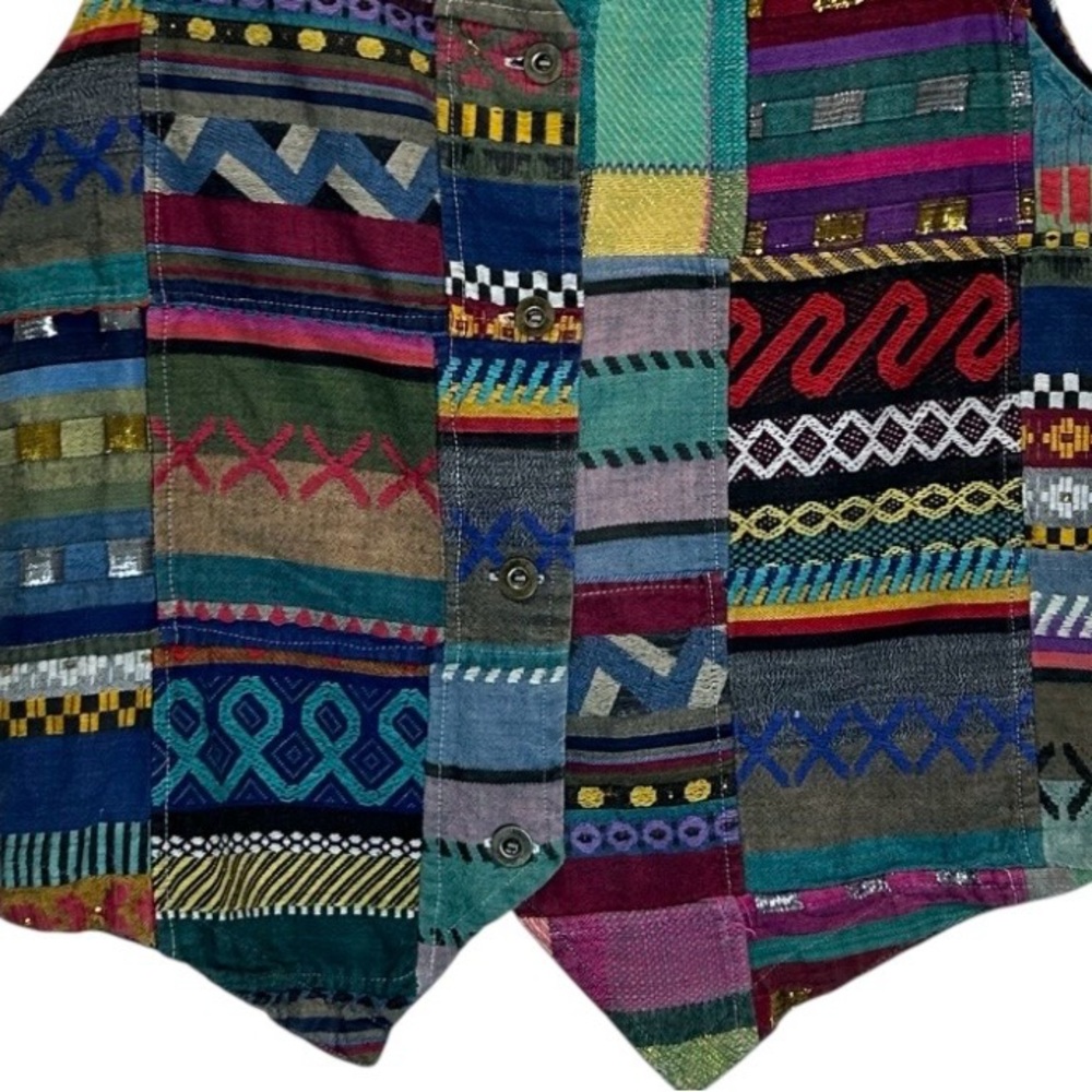 No Boundaries Multicolored Cotton Patchwork Vest,… - image 5